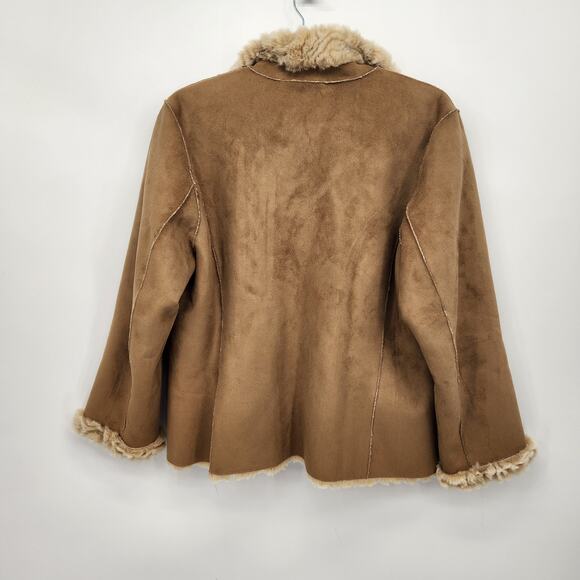 Coldwater Creek Petite Reversible Faux Suede Faux Fur Zip up Jacket Women's PM - Picture 8 of 12